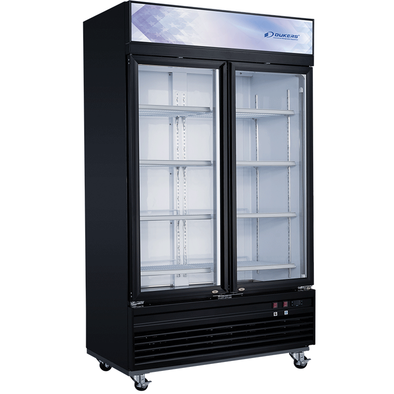 Vitrina frigorífica negativa con 2 puertas de vidrio y frontón luminoso
